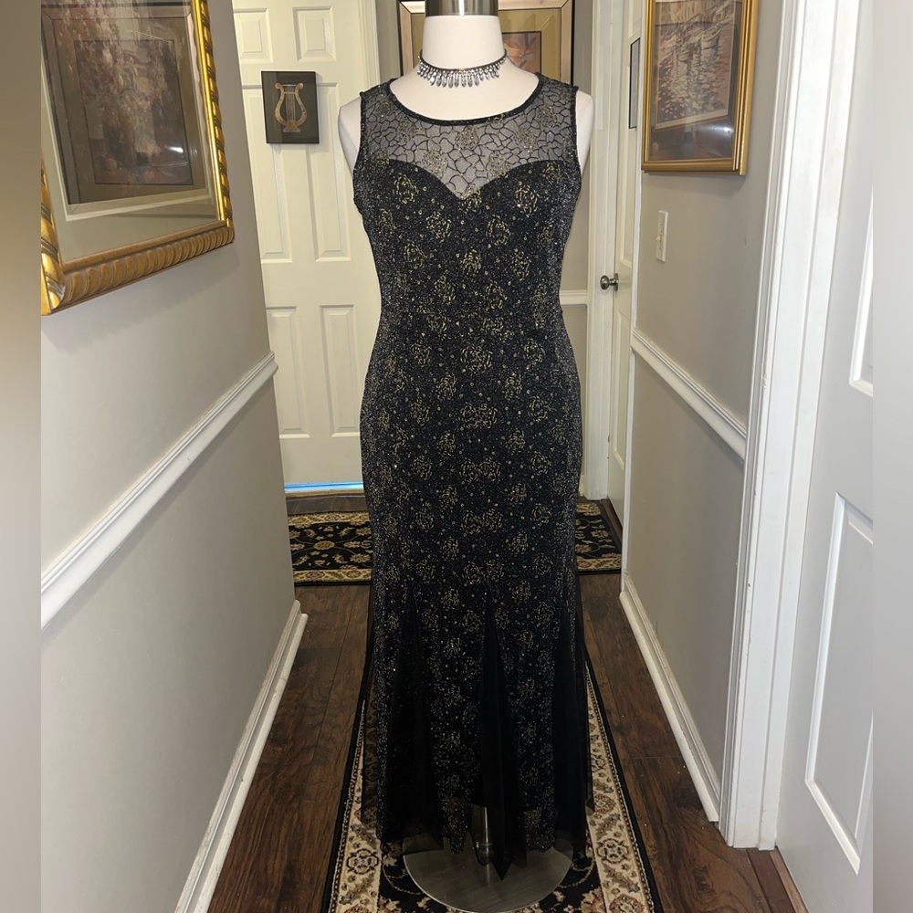 Gorgeous Black and Gold Candalite Woman Evening Gown.